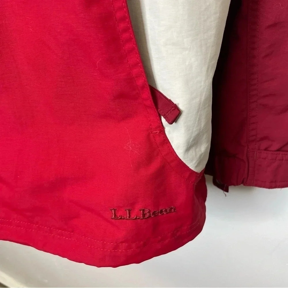 L.L. Bean women’s rain jacket shell lightweight two toned red
